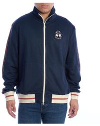 La Martina - Hoodies & Sweatvesten ,Blauw ,Polyester Zip-Up Sweater Met Hoge Kraag - Lyst