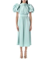 ROTATE BIRGER CHRISTENSEN - Blaues Satin Puff Midi Kleid - Lyst