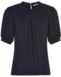 iN FRONT - Overhemden ,Blauw 1/2 Mouwen Blouse Met Ruche - Lyst