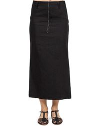 Tela - Rokken ,Zwart ,Zwarte Jersey Crepe Pencil Rok - Lyst