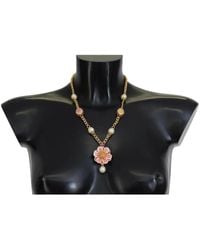 Dolce & Gabbana - Goldener kristall blumen anhänger halskette - Lyst