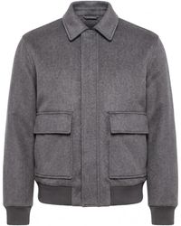 Peserico - Jassen ,Grijs ,Katoen Wool And Cashmere Bomber - Lyst