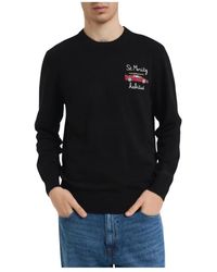 MC2 Saint Barth - Truien & Vesten ,Zwart ,Wol Ronde Hals Knitwear - Lyst