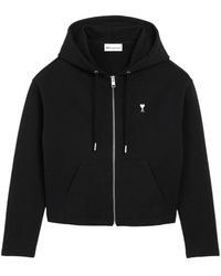 Ami Paris - Hoodies & Sweatvesten ,Zwart ,Katoen De Coeur Zip Hoodie - Lyst