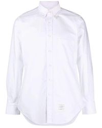 Thom Browne - Overhemden ,Wit ,Katoen Witte Katoenen Hemd Met Knoopkraag - Lyst