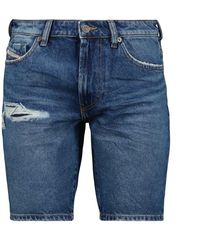 DIESEL - Blaue denim-shorts gerader schnitt - Lyst