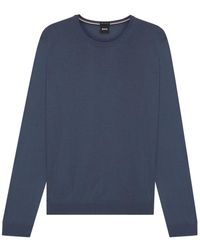 HUGO - Truien & Vesten ,Blauw ,Wol Leno-P Sweater - Lyst