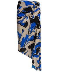 Max Mara - Blauwe Zijden Gedrapeerde Rok Elegante Stijl - Lyst