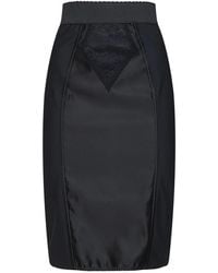 Dolce & Gabbana - Rokken ,Zwart ,Polyester Lace And Satin Skirt - Lyst