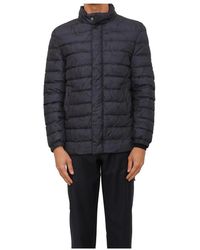 Etro - Jassen ,Blauw ,Leer Donzen Jas Met Paisleyprint - Lyst