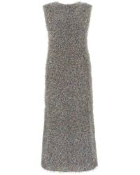 Jil Sander - Midi Jurk Met V-Hals En Zonder Mouwen - Lyst