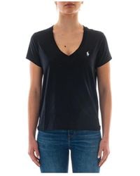 Polo Ralph Lauren - Camiseta de algodón con cuello en v para mujer - estilo 211902403 003 - Lyst
