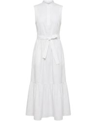 Peserico - Kleedjes ,Wit ,Katoen Cotton Voile Maxi-Jurk - Lyst