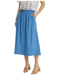 iN FRONT - Rokken ,Blauw ,Leer Midi Rokken - Lyst