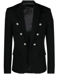 Balmain - Embossed-Button Open-Front Blazer - Lyst