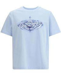 CASABLANCA - Tops ,Blauw ,Katoen Katoenen T-Shirt - Lyst