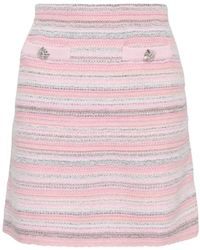 Self-Portrait - Rokken ,Roze ,Katoen Textured Knit Mini Skirt - Lyst