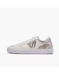 Emanuélle Vee - Schoenen ,Wit ,Leer Ivoor Goud Leren Sneakers Met Strass - Lyst