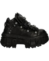 New Rock - Schoenen ,Zwart ,Leer Wall Platform Boot - Lyst