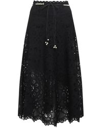 Zimmermann - Jupe Midi Rhiannon Brodee En Coton - Lyst