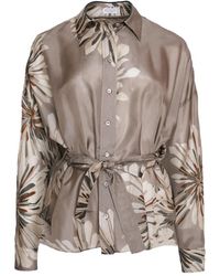 Brunello Cucinelli - Silk Shirt Mother Of Pearl - Lyst
