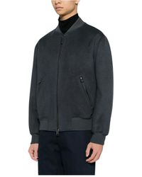 Brioni - Jassen ,Grijs ,Wol Blauwe Wol-Kasjmier Bomberjack - Lyst