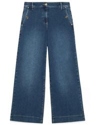 Oltre - Umweltfreundliche wide leg cropped jeans - Lyst
