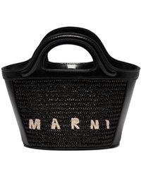 Marni - Schwarze tropicalia micro tasche,schwarze bestickte rafia-tasche - Lyst