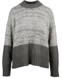 Alpha Studio - Rundhals-Strickpullover Aus Lamé - Lyst