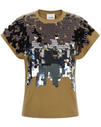 Nude - Tops ,Bruin ,Katoen Sequin T-Shirt - Lyst