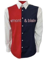 Harmont & Blaine - Harmontblaine camicia regular fit in cotone a manica lunga con fasce a contrasto e logo lettering - xxxxl - Lyst