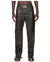 DIESEL - Trousers > leather trousers - Lyst