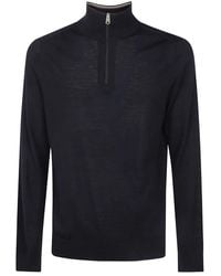Paul Smith - Truien & Vesten ,Zwart ,Wol Trui Met Ritskraag - Lyst