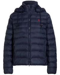 Polo Ralph Lauren - Jassen ,Blauw ,Polyester Gewatteerde Jas Met Lange Mouwen En Doorgestikt Design - Lyst