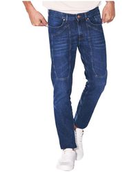 Jeckerson - Slim jeans denim blu scuro cotone - Lyst