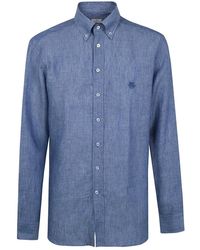 Etro - Overhemden ,Blauw ,Katoen Roma Logo Shirt - Lyst