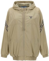 Prada - Logo Jacket Met Capuchon Met Trekkoord - Lyst