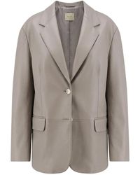 Alysi - Zachte Leren Blazer - Lyst