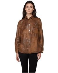 Twinset - Jassen ,Bruin ,Polyester Bruine Shirt Stijl Jas Met Knopen - Lyst