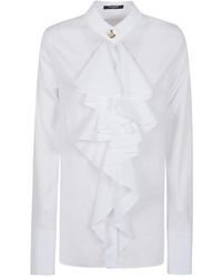 Balmain - Overhemden ,Wit ,Katoen Witte Poplin Overhemd Elegante Stijl - Lyst