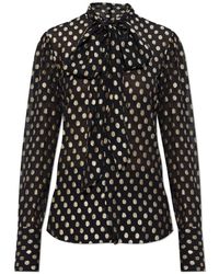 DSquared² - Overhemden ,Zwart ,Leer Shirt Met Lurex-Draad - Lyst