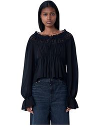 Chloé - Gerüschtes Lace-Trim Top Mit Kordelzug - Lyst