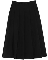 Rohe - Rokken ,Zwart ,Polyester Geplooide Midi Rok - Lyst