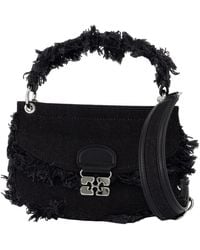 Ganni - Mini Crossbody Tasche Aus Baumwolle, Schwarz - Lyst