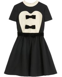 Valentino - Schwarzes schleifen-detail kleid kurze ärmel - Lyst