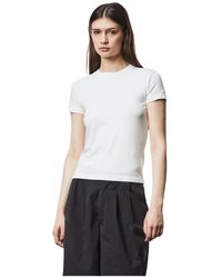 Thom Krom - Tops ,Wit ,Katoen T-Shirt Met Ronde Hals En Slim Fit - Lyst
