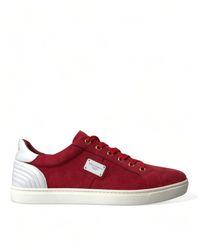 Dolce & Gabbana - Rote wildleder-lederniedrige sneakers - Lyst