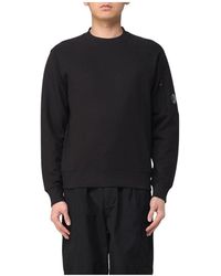 C.P. Company - Schwarzes Sweatshirt Mit Rundhalsausschnitt Und Tasche - Lyst
