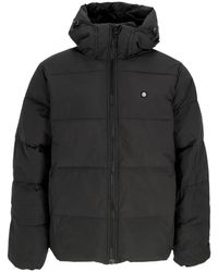 Element - Jassen ,Zwart ,Polyester Waterafstotende Donsjas Met Verstelbare Capuchon - Lyst