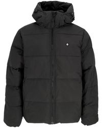 Element - Jassen ,Zwart ,Polyester Waterafstotende Donsjas Met Verstelbare Capuchon - Lyst